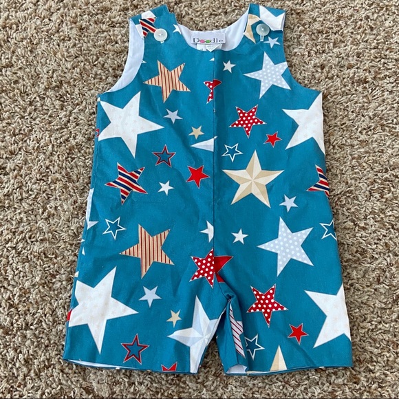 Lolly Wolly Doodle Other - Lolly Dolly Doodle 12 Months USA Patriotic Romper July 4th Outfit Overalls